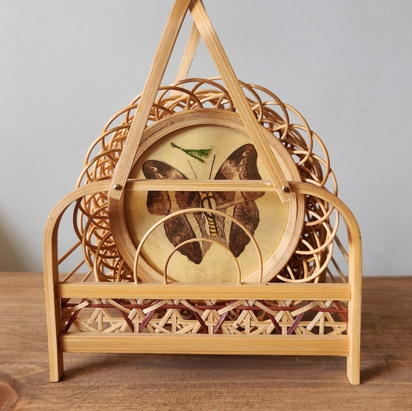 *SOLD*🩷Vintage / Boho Butterfly Print Coasters in Caddy🩷 - Picture 2 of 2